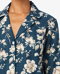 Lauren Ralph Women's Long Sleeve Notch Collar Pant Pajama Set