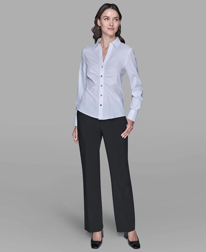 Karl Lagerfeld Paris Women's Cinched Waist Collared Top