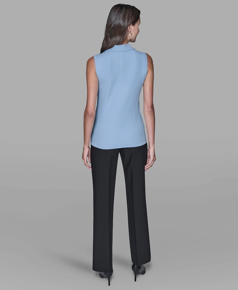 Karl Lagerfeld Paris Women's Sleeveless Collared Sweater