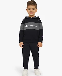 Champion Boys Toddler 2T-4T Colorblock Hoodie and Pants, 2-Piece Set