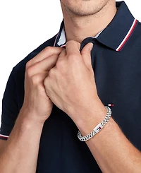 Tommy Hilfiger Men's Silver-Tone Stainless Steel Braided Bracelet