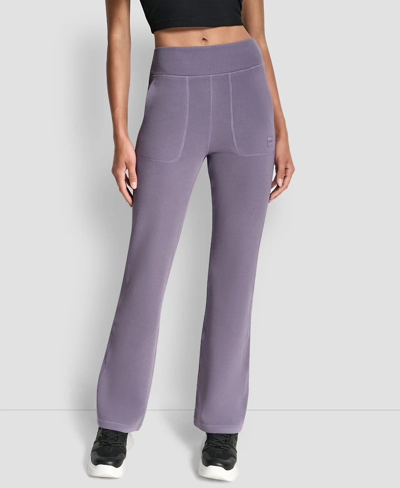 Dkny Women's Thermal High Waist Flare Pants