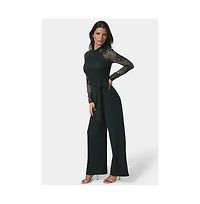 Bebe Women's Lace and Bodice Straight Leg Jumpsuit.