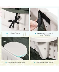 Skonyon 6 Feet Kids Oval Sandbox with Built-in Corner Seat and Bottom Liner