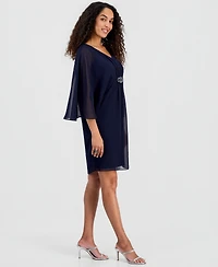 Connected Women's Solid Chiffon Dolman-Sleeve Dress