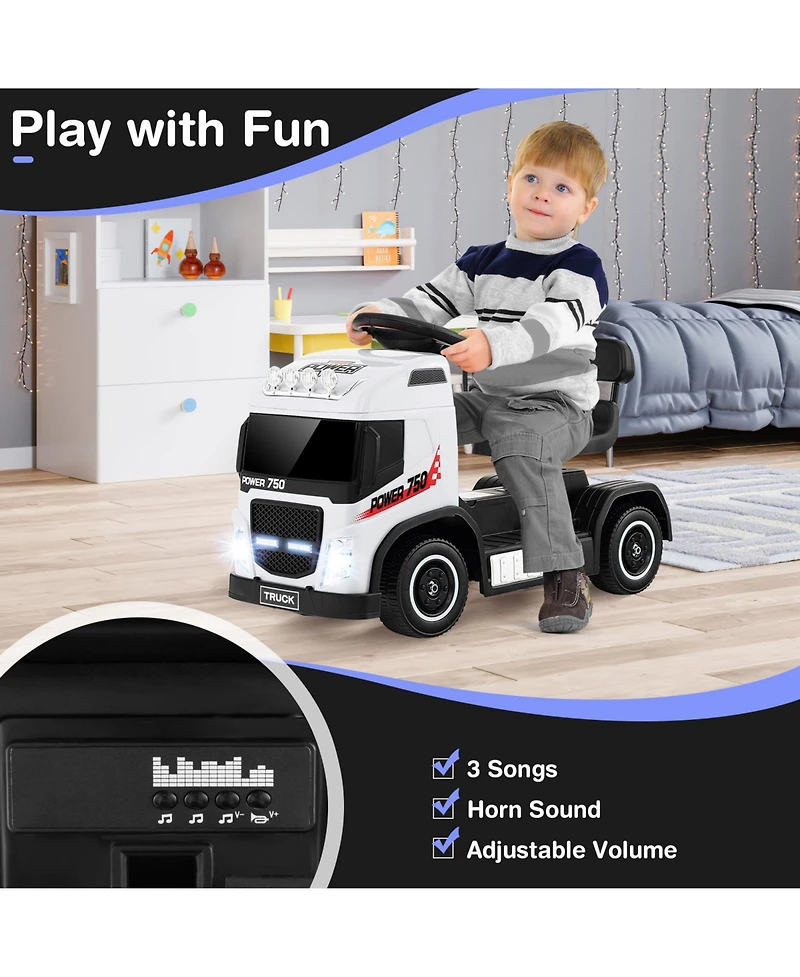 Sugift 6V Kids Electric Ride-on Truck with Height Adjustable Seat