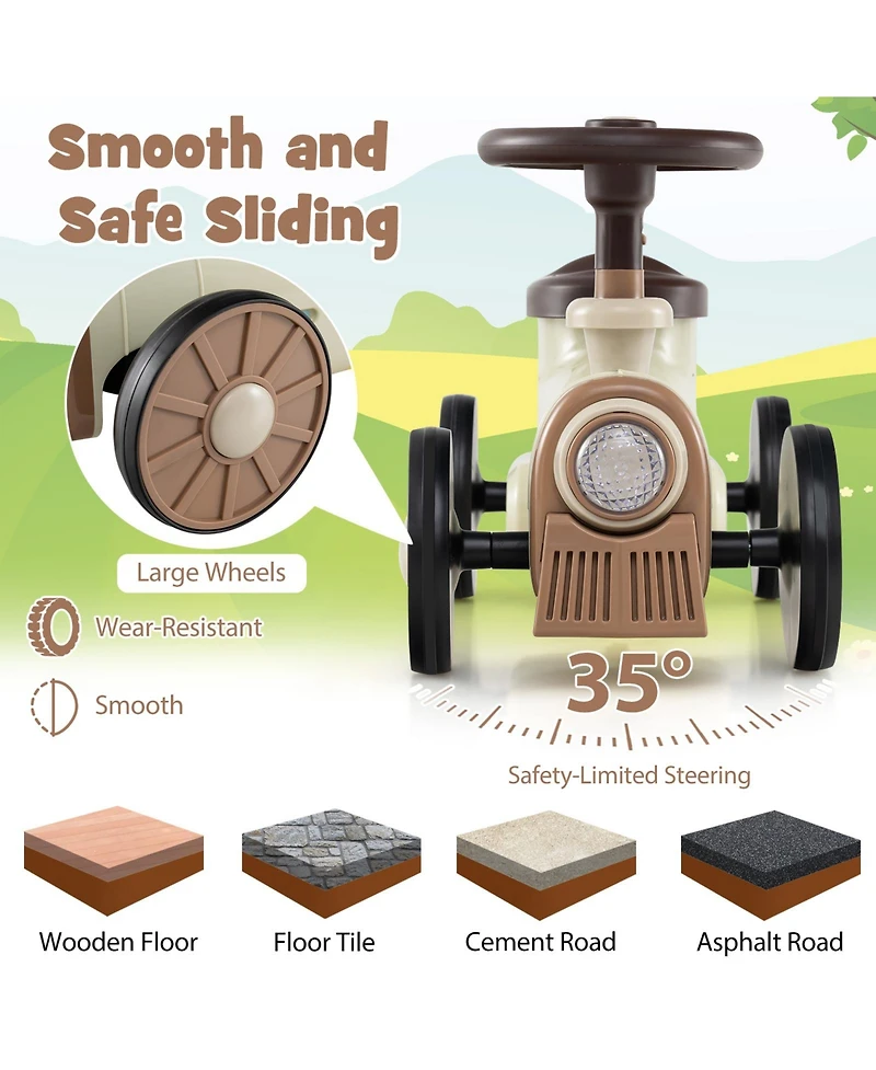 Sugift Ride on Toy with Steering Wheel and Train Whistle Sound Button