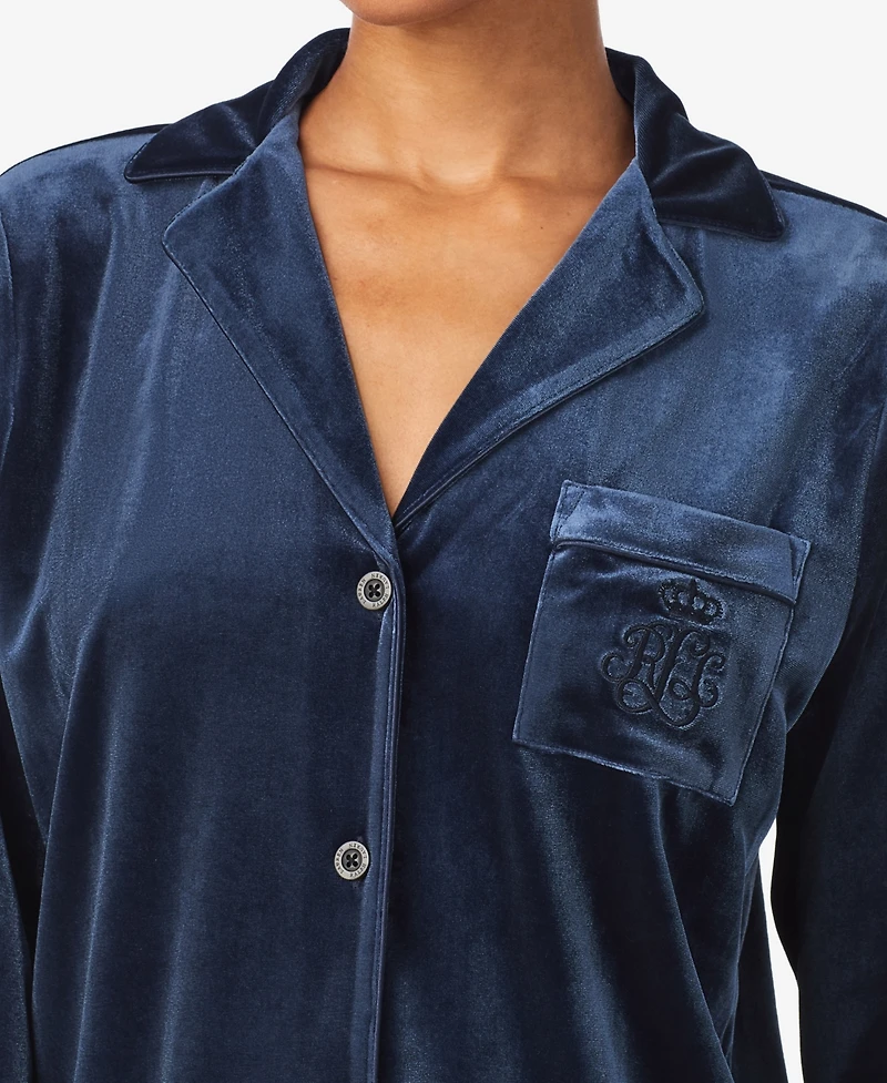 Lauren Ralph Women's Long Sleeves Notch Collar Pajama Set