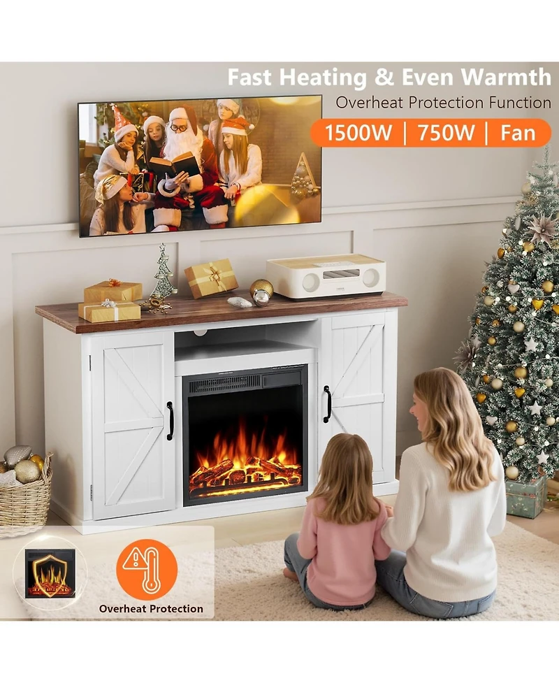 Cowsar 47" Electric Fireplace Mantel Freestanding, Triangular Corner Fireplace with Remote Control (Walnut)