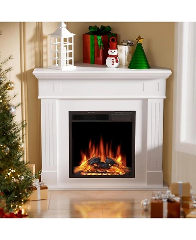 Cowsar Corner Electric Fireplace with Mantel, Tv Stand Electric Fireplace Heater with Remote Control for Living Room, Bedroom