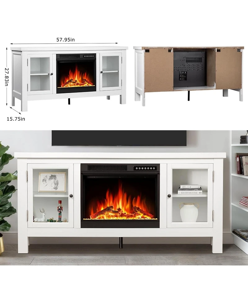 Cowsar 58" Electric Fireplace with Mantel & Cabinets