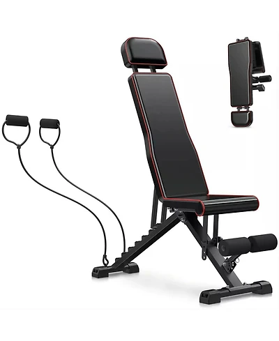 650LB Adjustable Weight Bench for Full Body Workout, Fast Folding Design