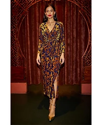 Yumi Women's Dresses Velour Stretch Midi Dress