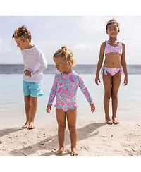 Snapper Rock Big Girls Tropical Glow Recycled Crop Bikini