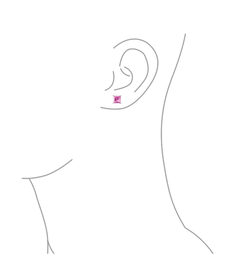 Bling Jewelry 2CT Square Cubic Zirconia Cz Stud Earrings Sterling Silver 7MM