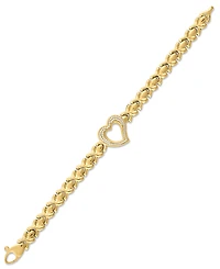 Macy's Diamond Open Heart Xo Link Bracelet (1/3 ct. t.w.) in 14k Gold Over Sterling Silver