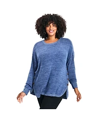 Avenue Women's Plus Bec Button Detail Hacci Top