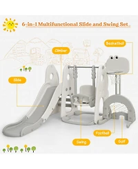 Skonyon 6 in 1 Toddler Slide and Swing Set with Ball Games