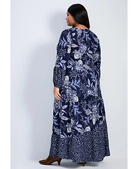 Avenue Women's Floral Falls Tiered Maxi Dress