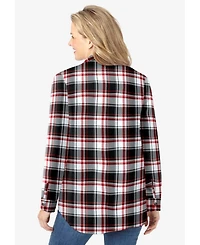 Woman Within Women's Pintucked Flannel Shirt