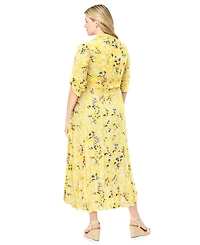 Woman Within Women's Roll-Tab Sleeve Crinkle Shirtdress