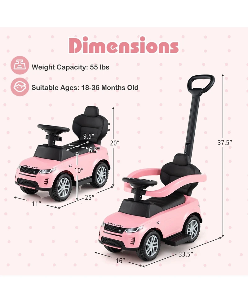 Sugift 3-in-1 Convertible Ride-On Car Licensed Land Rover Discovery