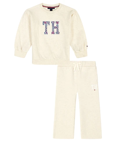 Tommy Hilfiger Girls 4-6X Crewneck Top and Wide-Leg Pants, 2-Piece Set