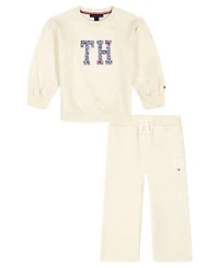 Tommy Hilfiger Girls 4-6X Crewneck Top and Wide-Leg Pants, 2-Piece Set