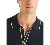 Nautica Men's Textured Open Front Polo Sweater