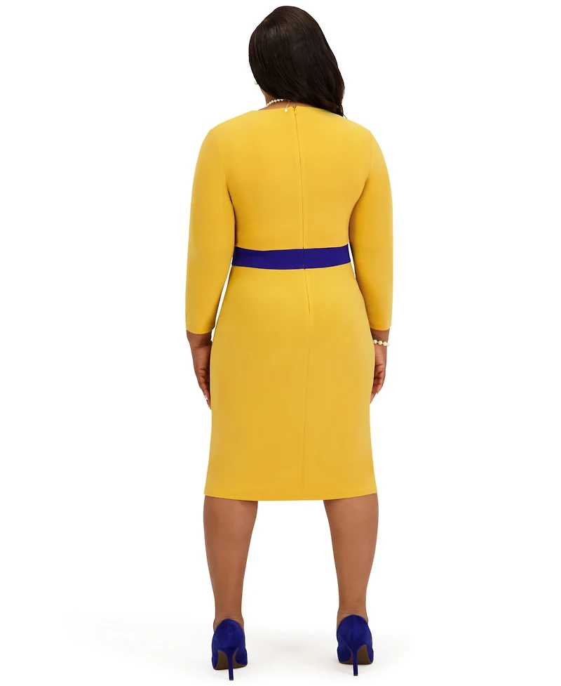 Kasper Women's V-Neck Knee Length Wrap Dress, Regular and Plus