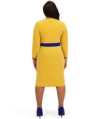 Kasper Women's V-Neck Knee Length Wrap Dress, Regular and Plus