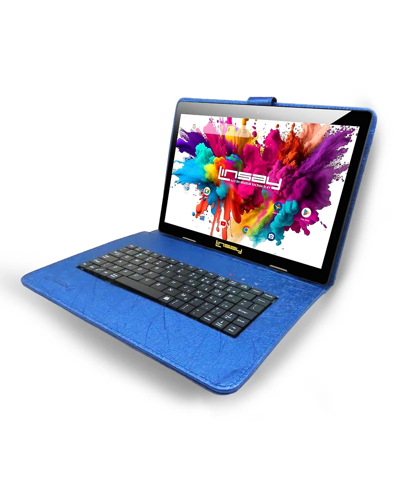 Linsay New 10.1" Tablet Octa Core 128GB Premium Business Bundle with Deluxe Keyboard Case, Briefcase and Pen Stylus Newest Android 14