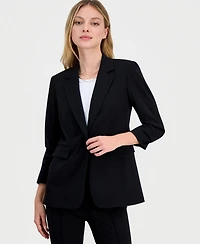 Bar Iii Women's Crepe One-Button Scrunched-Sleeve Jacket