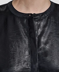 Dkny Women's Crewneck Button-Front Top