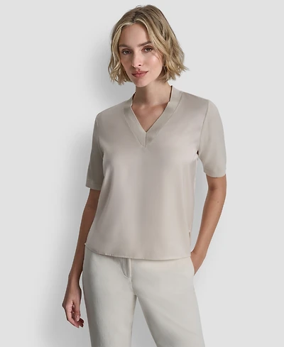 Dkny Women's V-Neck Short-Sleeves Sweater