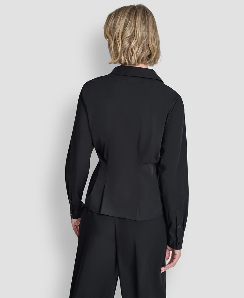 Dkny Women's Pleated Button-Up Blouse