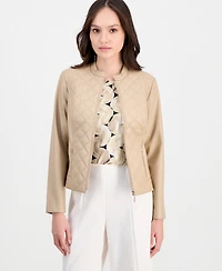 Anne Klein Essentials Petite Quilted Moto Jacket