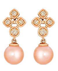 Le Vian Freshwater Pearl (7-8mm) and Nude Diamond (0.15 ct. t.w.) Earrings in 14k Strawberry Gold