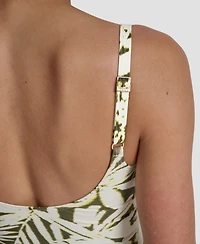 Dkny Women's O-Ring-Trim Crossover Ruched Tankini Top