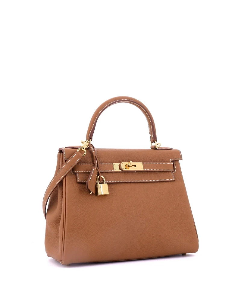 Pre-Owned HERMES 28 Handbag Brown Togo with Gold Hardware