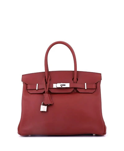 Pre-Owned Hermes Birkin 30 Handbag Red Jonathan with Palladium Hardware