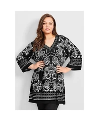 Avenue Women's Scarf Print Tunic Top