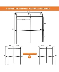 Aheaplus 3.5-13.5 Ft Reversible Wall Mounted Industrial Metal Pipe Clothing Rack for Hanging Clothes