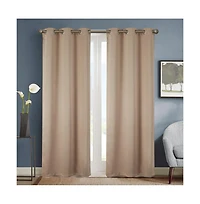Olivia Gray Anchorage Blackout Single Grommet Curtain Panel Pair - 54x63", Sesame