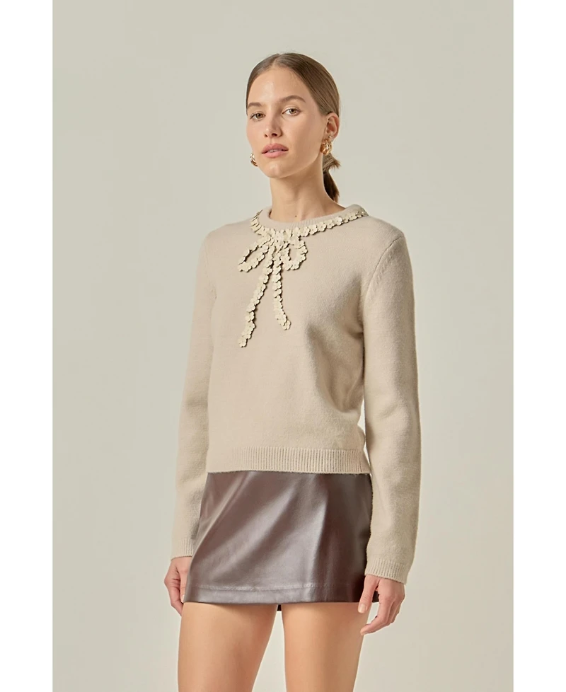 English Factory Women's Floral Bow Detail Top