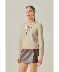 English Factory Women's Floral Bow Detail Top