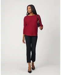 Cable & Gauge Women's Ribbed Dolman Sweater with Hotfix Detail