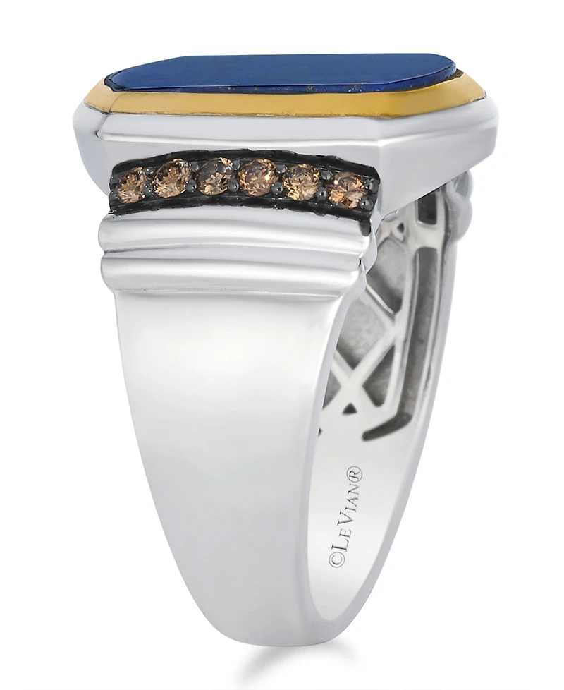 Le Vian Lapis (4.05 ct. t.w.) and Chocolate Diamond Ring (0.32 ct. t.w.) in Silver and 14k Honey Gold