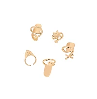 Sohi Women's The Bling-Bloom Nail Rings - California Gold Set Of 5