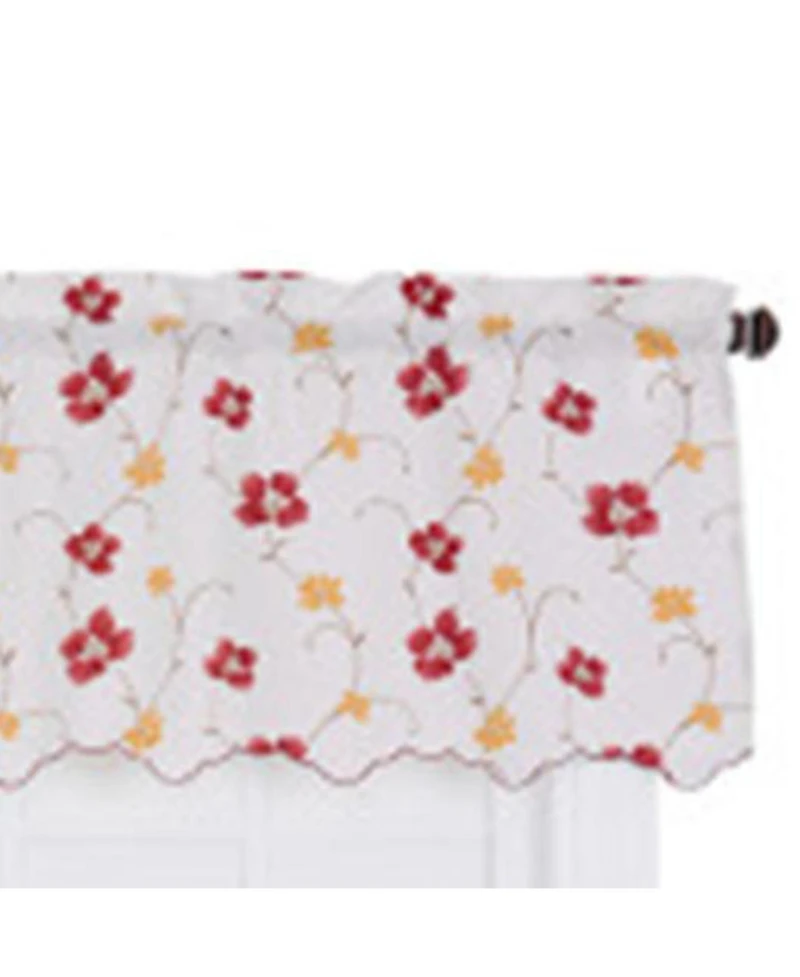 Ellis Curtain Zoe High Quality Room Darkening Solid Color Floral Print fabric Window Valance - 48 x15"